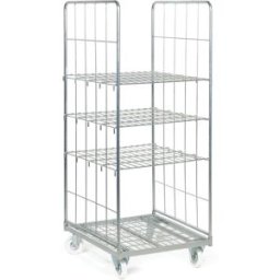 B2B Partner Rollbehälter mit Gitterwänden, Gitterwagen BASIC, 3x Gitterboden, 1660x710x810 mm