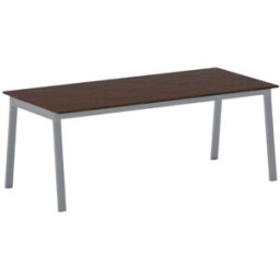 B2B Partner Bürotisch PRIMO BASIC, 200x90 cm, graues Metallgestell, Nussbaum