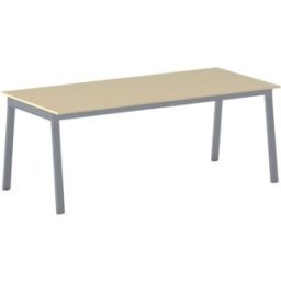 B2B Partner Bürotisch PRIMO BASIC, 200x90 cm, graues Metallgestell, Birke