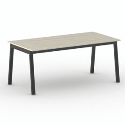 B2B Partner Bürotisch PRIMO BASIC, 180x90 cm, schwarzes Metallgestell, Eiche natur