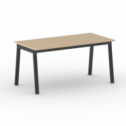 B2B Partner Bürotisch PRIMO BASIC, 160x80 cm, schwarzes Metallgestell, Buche