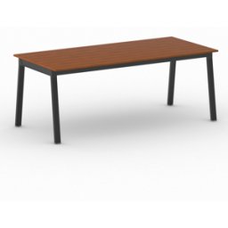 B2B Partner Bürotisch PRIMO BASIC, 200x90 cm, schwarzes Metallgestell, Kirschbaum