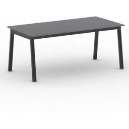 B2B Partner Bürotisch PRIMO BASIC, 180x90 cm, schwarzes Metallgestell, Graphit