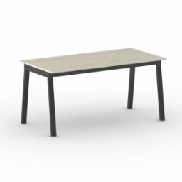 B2B Partner Bürotisch PRIMO BASIC, 160x80 cm, schwarzes Metallgestell, Eiche natur
