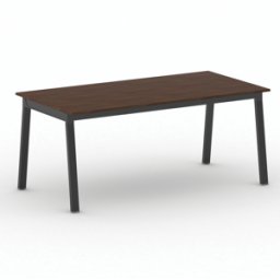 B2B Partner Bürotisch PRIMO BASIC, 180x90 cm, schwarzes Metallgestell, Nussbaum