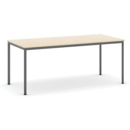 B2B Partner Esstisch BASIC, 180x80 cm, dunkelgraues Metallgestell, Birke