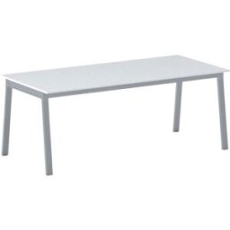 B2B Partner Bürotisch PRIMO BASIC, 200x90 cm, graues Metallgestell, weiß