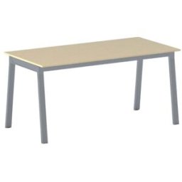 B2B Partner Bürotisch PRIMO BASIC, 160x80 cm, graues Metallgestell, Birke