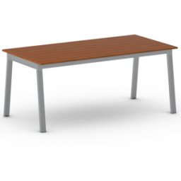 B2B Partner Bürotisch PRIMO BASIC, 180x90 cm, graues Metallgestell, Kirschbaum