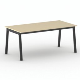 B2B Partner Bürotisch PRIMO BASIC, 180x90 cm, schwarzes Metallgestell, Birke