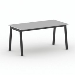 B2B Partner Bürotisch PRIMO BASIC, 160x80 cm, schwarzes Metallgestell, grau