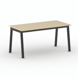B2B Partner Bürotisch PRIMO BASIC, 160x80 cm, schwarzes Metallgestell, Birke
