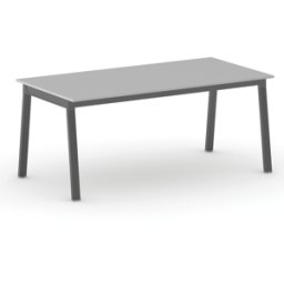 B2B Partner Bürotisch PRIMO BASIC, 180x90 cm, schwarzes Metallgestell, grau