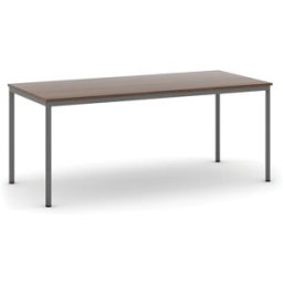 B2B Partner Esstisch BASIC, 180x80 cm, dunkelgraues Metallgestell, Nussbaum