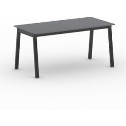 B2B Partner Bürotisch PRIMO BASIC, 160x80 cm, schwarzes Metallgestell, Graphit