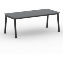 B2B Partner Bürotisch PRIMO BASIC, 200x90 cm, schwarzes Metallgestell, Graphit