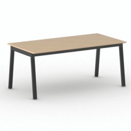 B2B Partner Bürotisch PRIMO BASIC, 180x90 cm, schwarzes Metallgestell, Buche