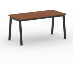 B2B Partner Bürotisch PRIMO BASIC, 160x80 cm, schwarzes Metallgestell, Kirschbaum