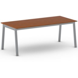B2B Partner Bürotisch PRIMO BASIC, 200x90 cm, graues Metallgestell, Kirschbaum