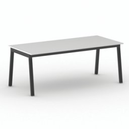 B2B Partner Bürotisch PRIMO BASIC, 200x90 cm, schwarzes Metallgestell, weiß