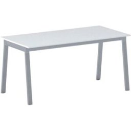 B2B Partner Bürotisch PRIMO BASIC, 160x80 cm, graues Metallgestell, weiß