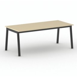 B2B Partner Bürotisch PRIMO BASIC, 200x90 cm, schwarzes Metallgestell, Birke