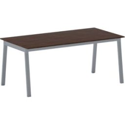 B2B Partner Bürotisch PRIMO BASIC, 180x90 cm, graues Metallgestell, Nussbaum