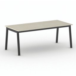 B2B Partner Bürotisch PRIMO BASIC, 200x90 cm, schwarzes Metallgestell, Eiche natur