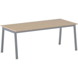 B2B Partner Bürotisch PRIMO BASIC, 200x90 cm, graues Metallgestell, Buche