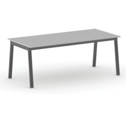 B2B Partner Bürotisch PRIMO BASIC, 200x90 cm, schwarzes Metallgestell, grau