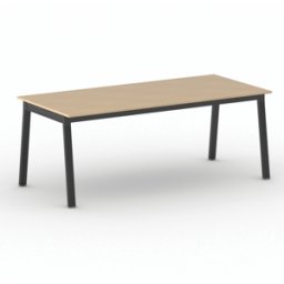 B2B Partner Bürotisch PRIMO BASIC, 200x90 cm, schwarzes Metallgestell, Buche
