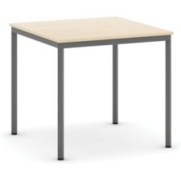 B2B Partner Esstisch BASIC, 80x80 cm, dunkelgraues Metallgestell, Birke