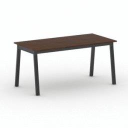 B2B Partner Bürotisch PRIMO BASIC, 160x80 cm, schwarzes Metallgestell, Nussbaum