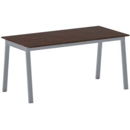 B2B Partner Bürotisch PRIMO BASIC, 160x80 cm, graues Metallgestell, Nussbaum