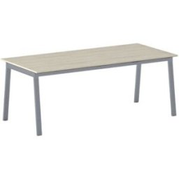 B2B Partner Büroschreibtisch PRIMO BASIC, 200x90 cm, graues Metallgestell, Eiche natur