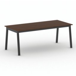 B2B Partner Bürotisch PRIMO BASIC, 200x90 cm, schwarzes Metallgestell, Nussbaum