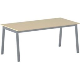 B2B Partner Bürotisch PRIMO BASIC, 180x90 cm, graues Metallgestell, Birke