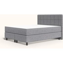 Emma Original Boxspringbett Komfort 140x200cm - dunkelgrau - Füße Holz - Kopfteil gesteppt