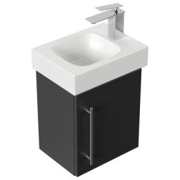Badmöbel mit Geberit Icon Waschbecken 38 cm rechts SoftClose schwarz