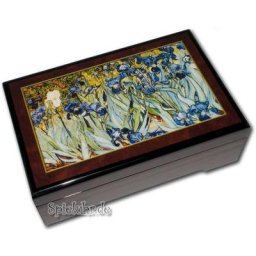 Spieluhr Holz Bildschatulle Iris von Vincent van Gogh, mit Spieluhr für Erwachsene