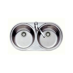 TEKA Fregadero sobre encimera fondo reducido DR-80 2C Ø. 11110006, Dos cubetas, Inoxidable