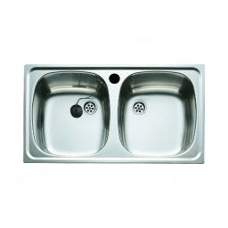 TEKA Fregadero sobre encimera fondo reducido E-50 2C Ø. 11103011, Dos cubetas, Inoxidable