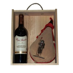 ESTUCHE BOTA DE VINO BORDADA SANTIAGO CON RIOJA GRAN RESERVA DOC
