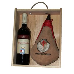 ESTUCHE BOTA DE VINO BORDADA CONCHA CON RIOJA CRIANZA DOC