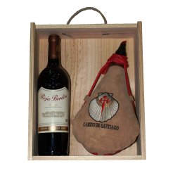 ESTUCHE BOTA DE VINO BORDADA CONCHA CON RIOJA GRAN RESERVA DOC