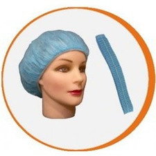 Gorro desechable redondo pp azul plegado acordeón. pack 100 uds