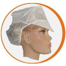 Gorro desechable blanco con visera y recogepelo. pack 100 uds