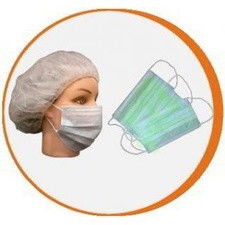 Mascarilla desechable verde 3 pliegues ajuste gomas. pack 100 uds