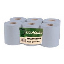 Rollos de celulosa azul ecológica 2 capas 130 mts. pack 6 uds.