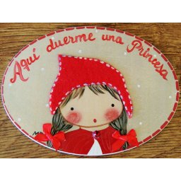 Placa para puerta niña caperucita roja